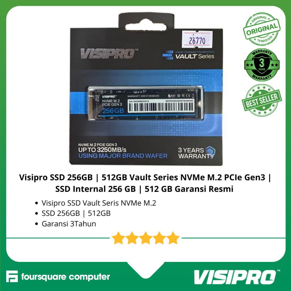 Jual Visipro SSD 256GB | 512GB Vault Series NVMe M.2 PCIe Gen3 | SSD ...