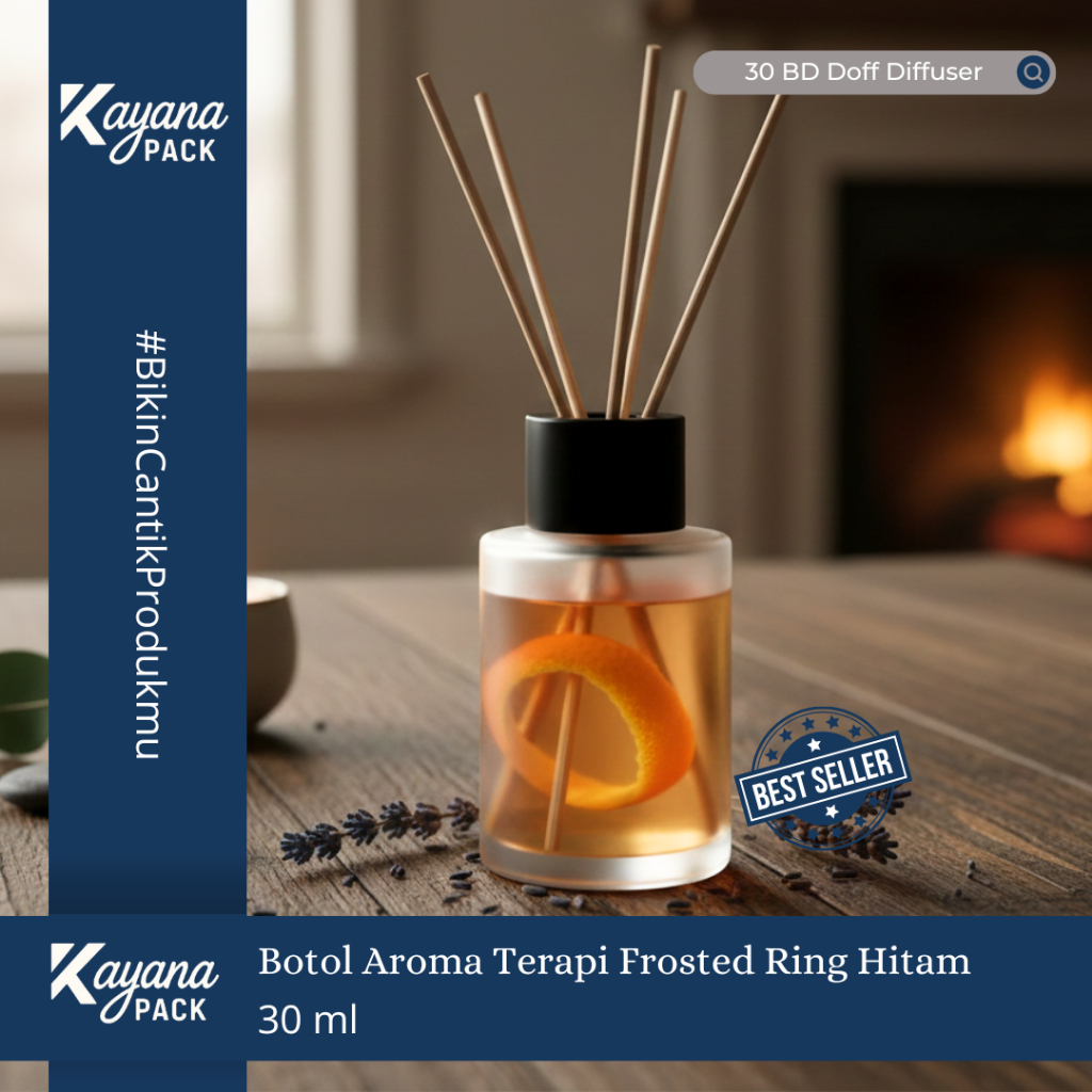 Jual BOTOL DIFFUSER AROMA TERAPI FROSTED 30ML RING HITAM / BOTOL ...