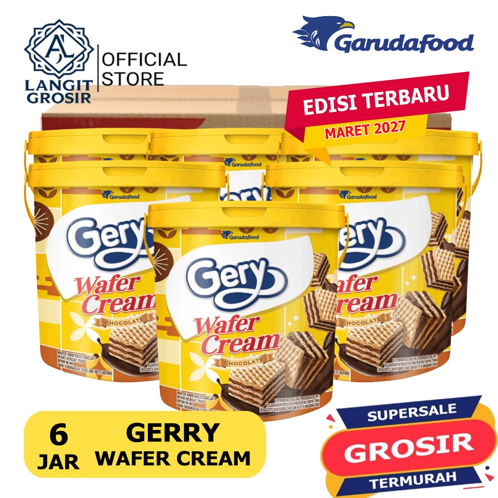 Jual [1 KARTON] GARUDA GERY WAFER Cream Chocolate 250gr isi 6 Jar EXP ...