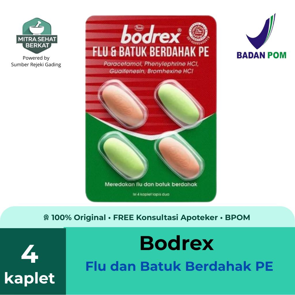 Jual BODREX Flu dan Batuk Berdahak PE Hijau 4 Kaplet | Shopee Indonesia
