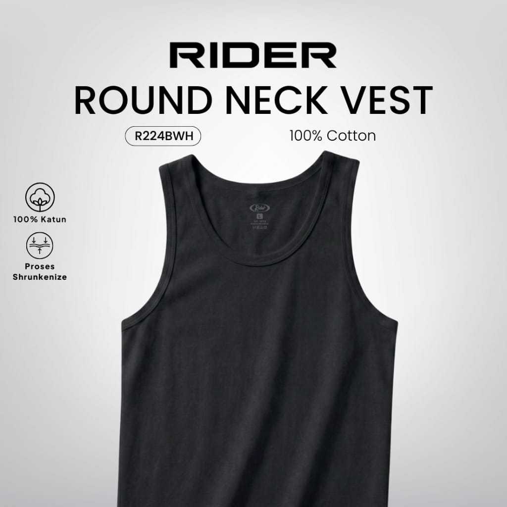 Jual Rider Vest - Singlet Pria R224BWH Warna Hitam isi 1 Pcs | Shopee ...