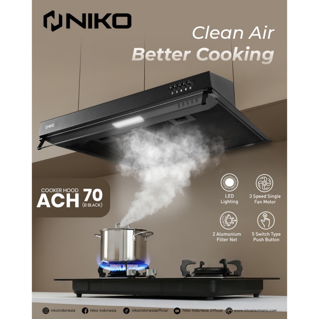 NIKO AERO COOKER HOOD ACH 60A / ACH 70 / PENGHISAP ASAP DAPUR / EXHAUST