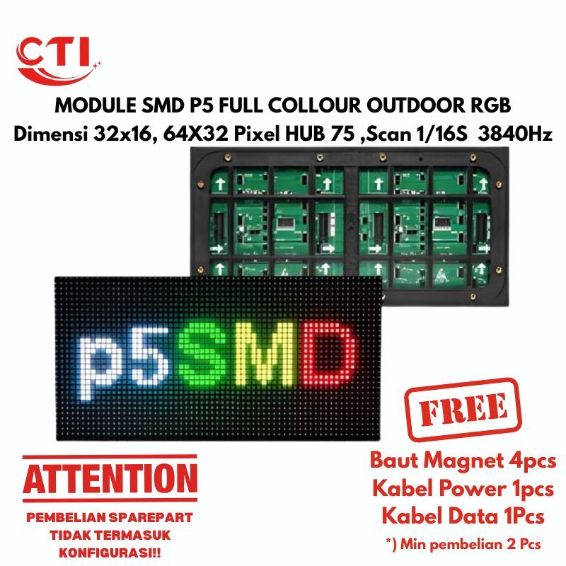 Jual CTI - Module P5 Led Videotron Running text SMD RGB Outdoor Display ...