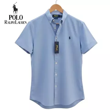 Polo Ralph Lauren Kemeja Pria Lengan Pendek Slim Fit Bordir 3D