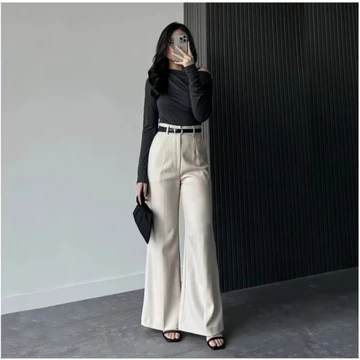 Nenjie Etta Pants Celana Kulot Highwaist Flare Pants Premium Semiwool S XXL