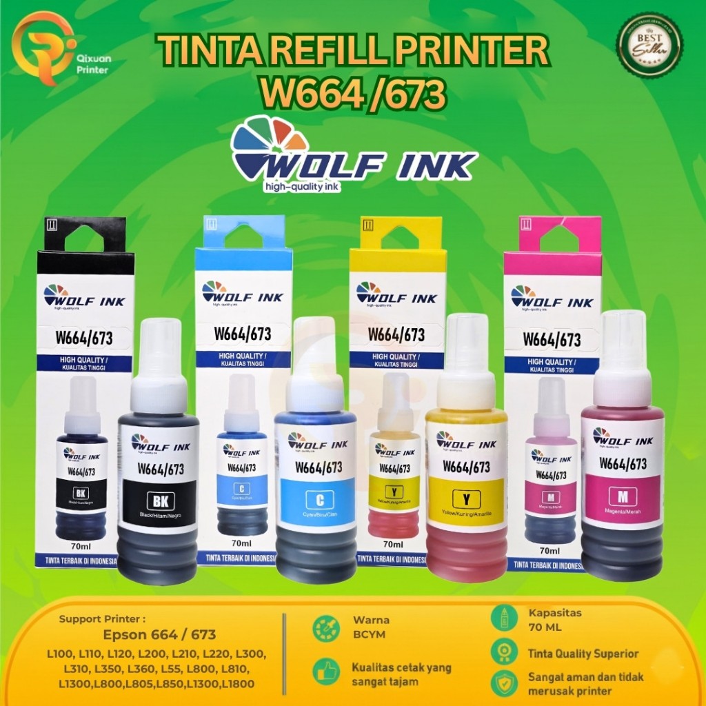 Jual WOLF INK 1 Set 4 Pcs Tinta Printer 664 Original Compatible Untuk ...