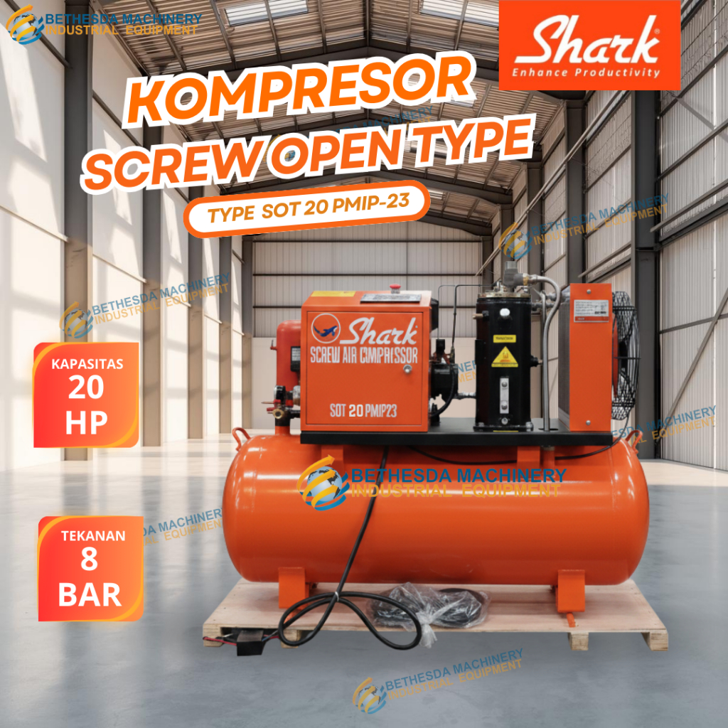 Jual Shark Kompresor Udara Screw 20 HP Air Compressor Shark SOT 20 ...