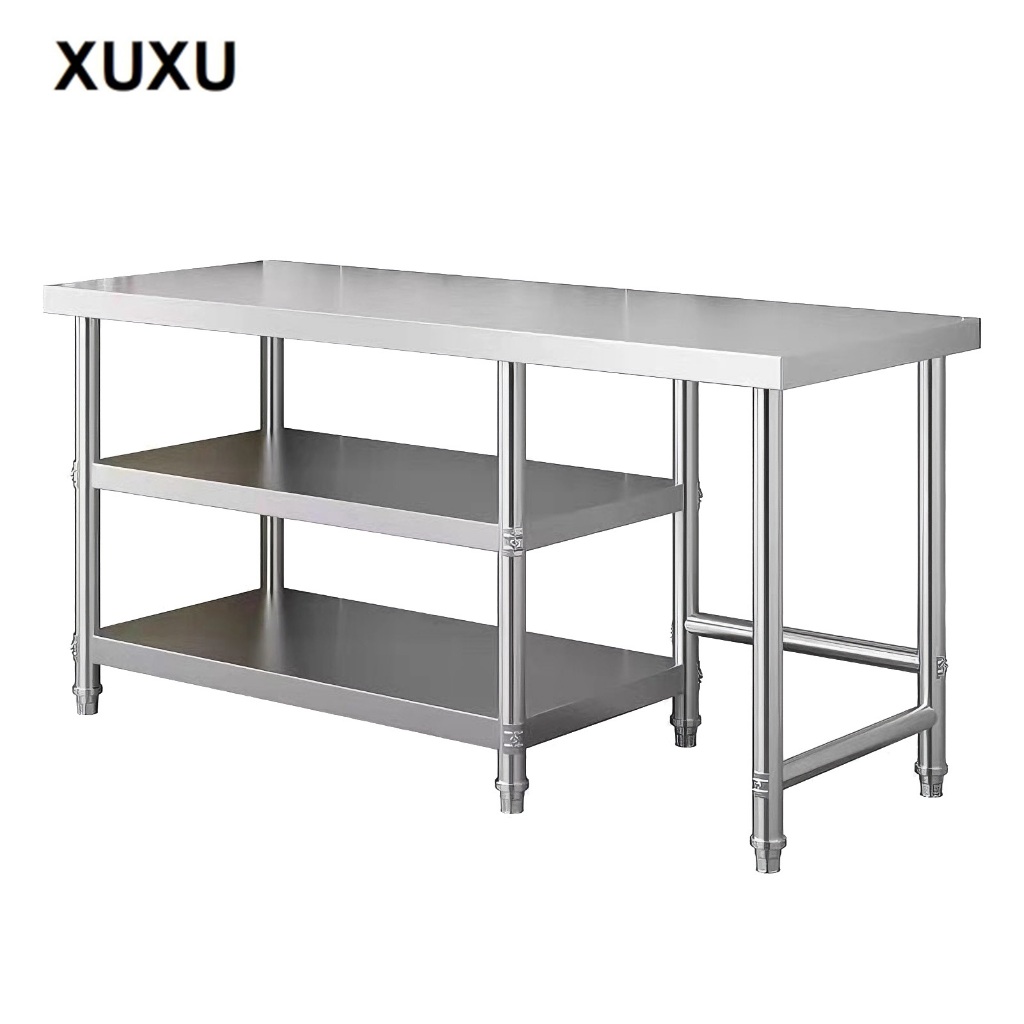 XUXU Meja Kompor Stainless Steel Meja Kompor 2 Tungku Rak Oven Rak Microwave Rak Dapur Susun