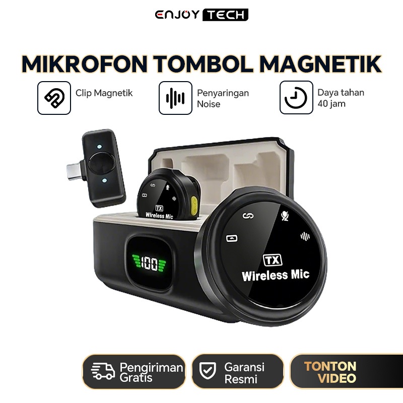Jual Mic Wireless Clip on Dual Microphone hp Lavalier Plug & Play Lapel ...