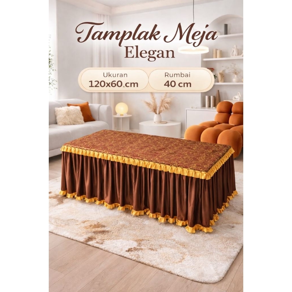 Jual Taplak Meja Tamu Rumbai Elegan Bahan Kain Jok Premium 120x60 cm ...