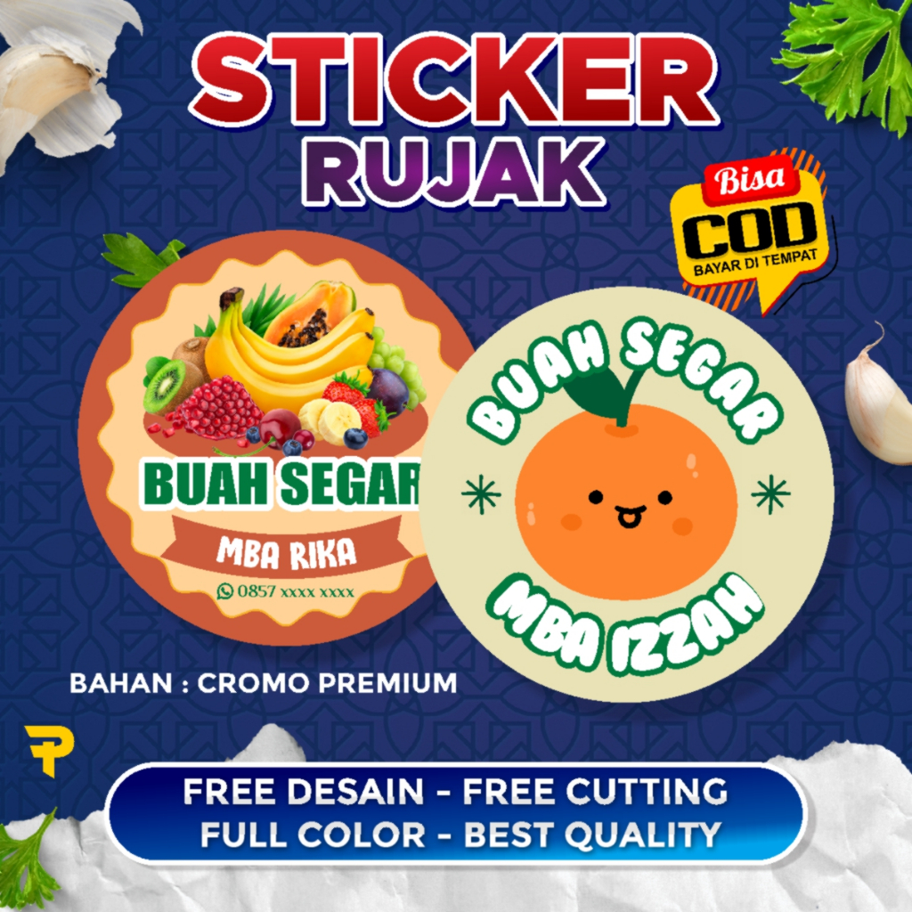 Jual stiker rujak stiker buah segar stiker label makanan | Shopee Indonesia