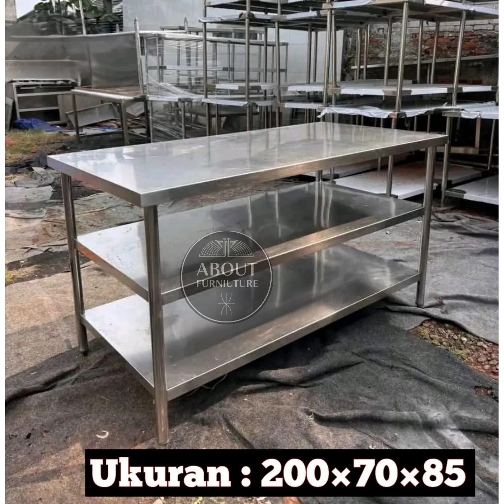 Jual Meja Dapur 3 Susun Stainless 201 HL Dapur Restoran , Dapur MBG ...