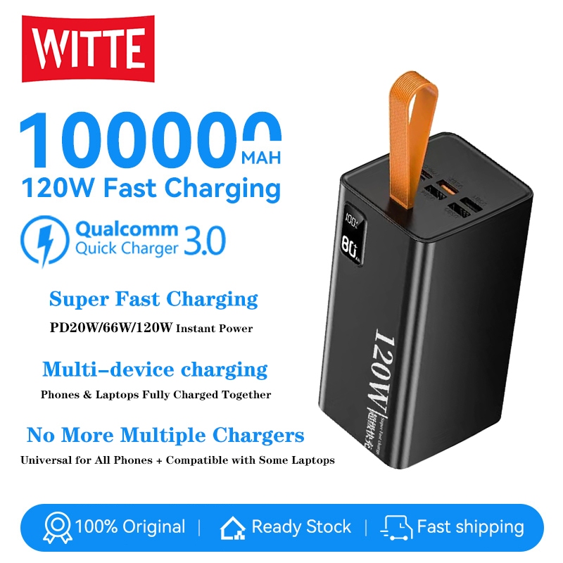 Jual WITTE powerbank 100000mAh Original Asli Fast Charging PD20W ...