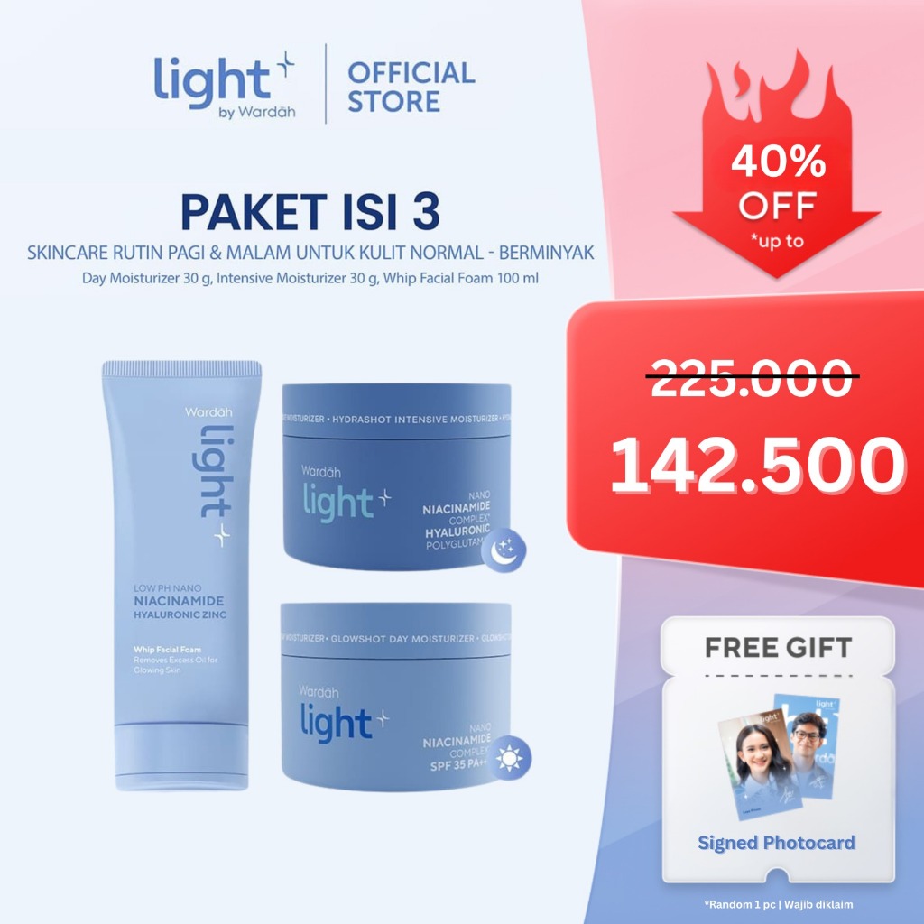 Jual Lightplus by Wardah Paket 3 pcs Low pH Nano Niacinamide Whip Face ...