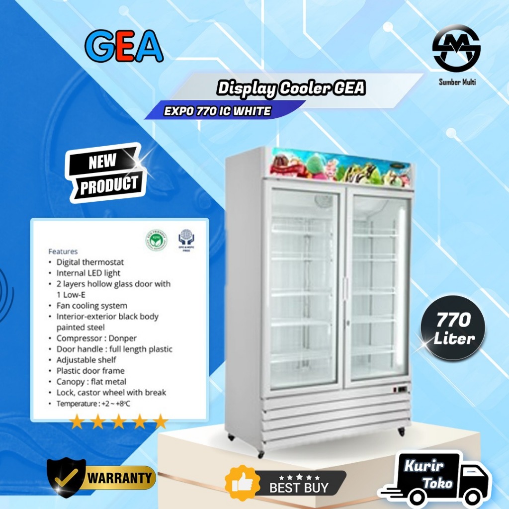 Jual Showcase 2 Pintu Gea Expo 770 IC - NEW WHITE, With Canopy, 10 rak ...
