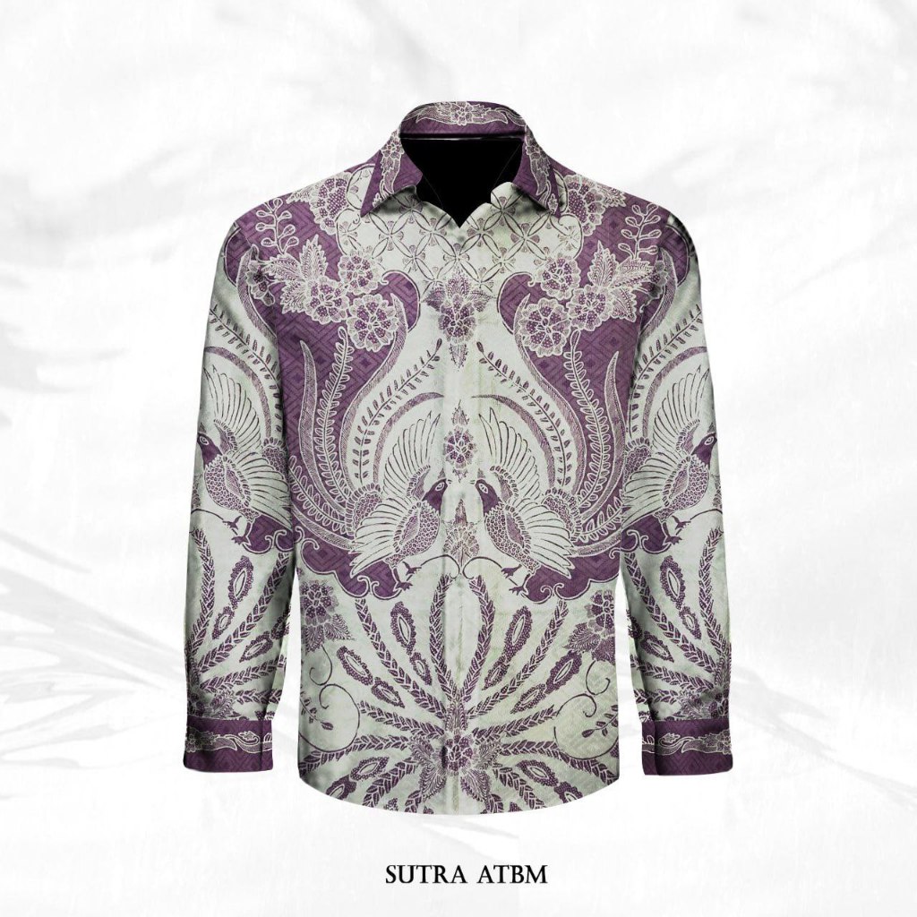 Kain sutra atbm Batik Tulis Pola kemeja pria /wanita lengan panjang batik  tulis halus bertekstur tenun atbm _Ms0876