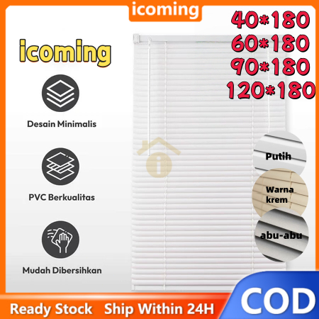 READY COD-Tirai 60x180 cm Blinds 25 mm-Putih Tirai penutup kerai Hordeng Jendela Rana Aluminium/PVC