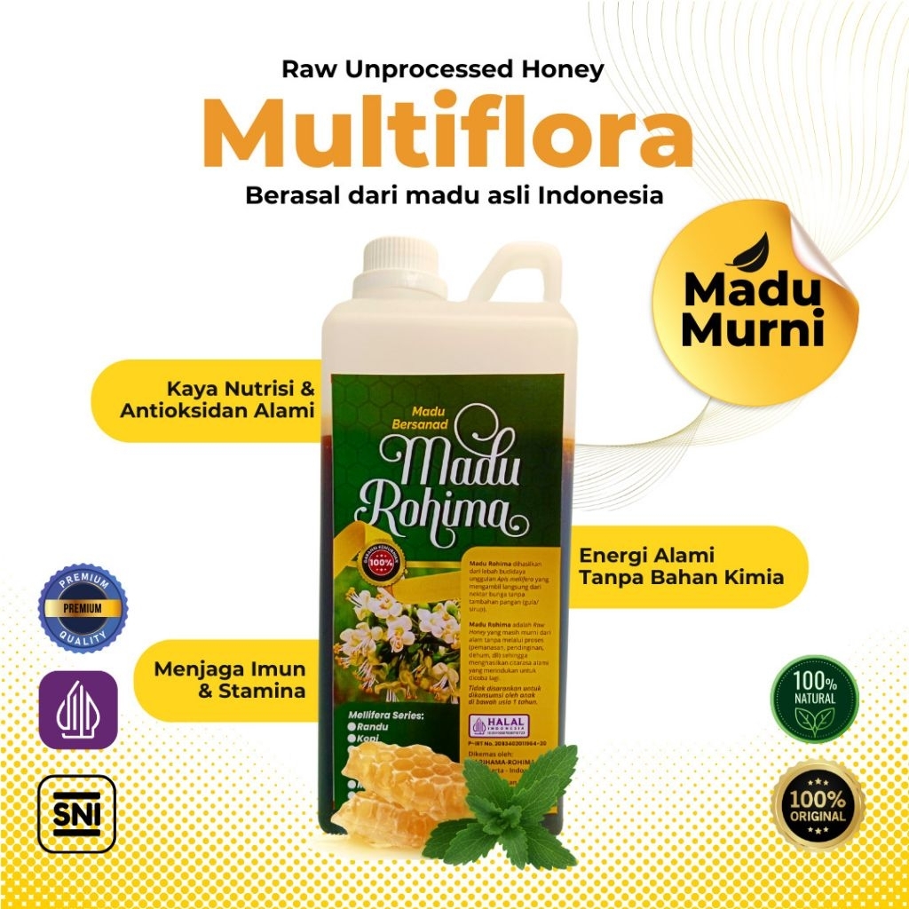 Jual MADU MURNI ASLI 100% Rohima Nektar Multiflora Super 1 KG RAW HONEY ...