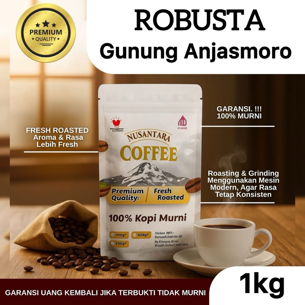 Jual NUSANTARA COFFEE - Biji Kopi Bubuk 100% Murni Kopi Robusta Gunung ...