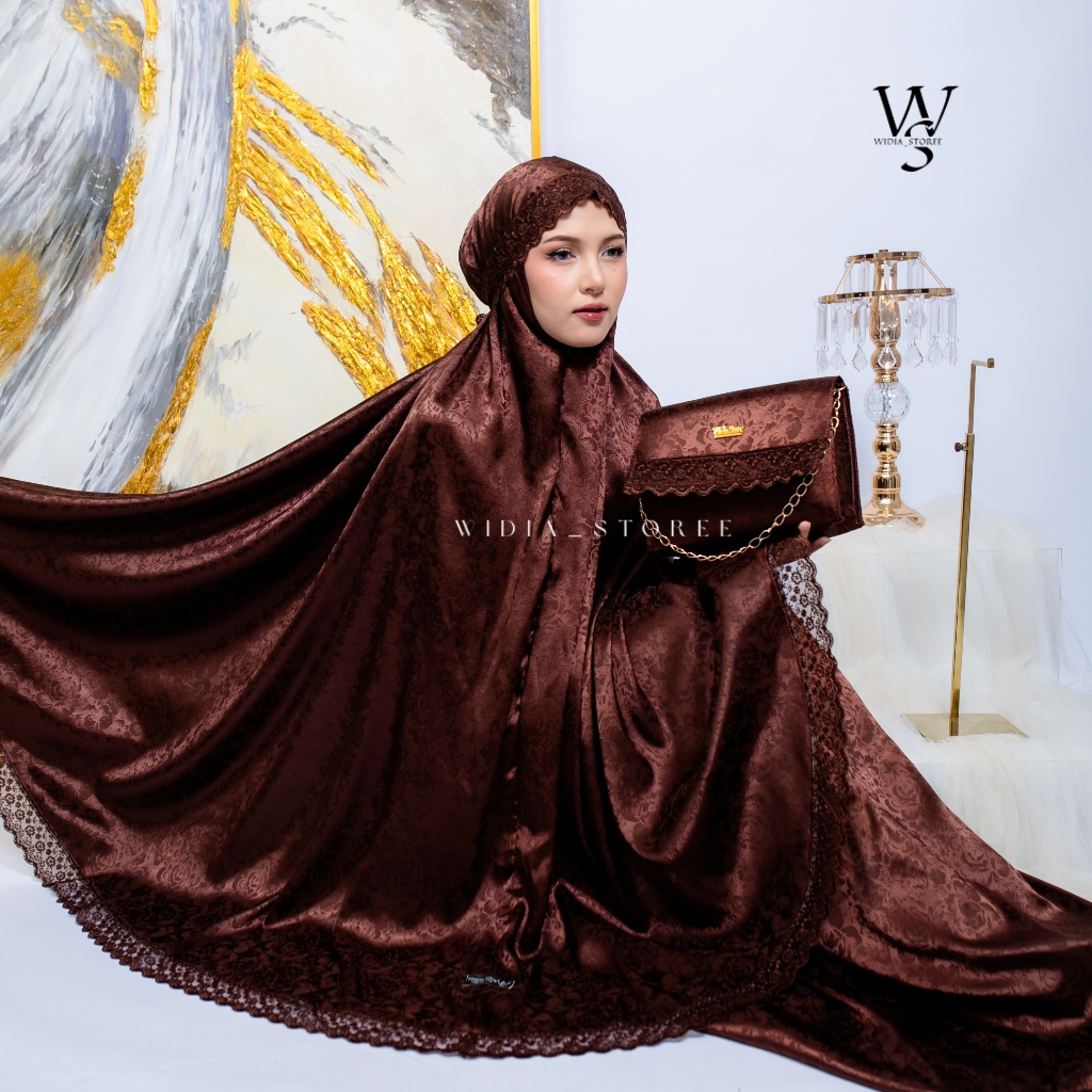 Mukena Dewasa Silk Jacquard Premium 3in1 Renda Mewah Viola Series
