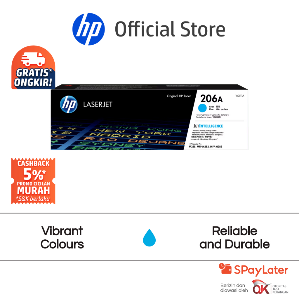 Tinta Printer HP 206A LaserJet Toner Cartridge Cyan Original Warna Colour Cartridge Asli Ori Promo Murah Gratis Ongkir Official