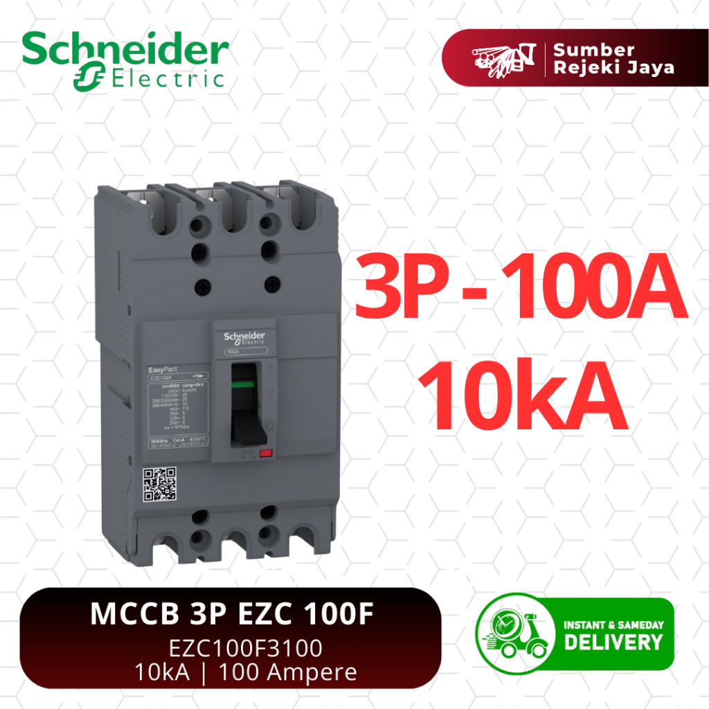 Schneider MCCB NFB Breaker EZC100F 3P 100A 10kA | EZC100F3100