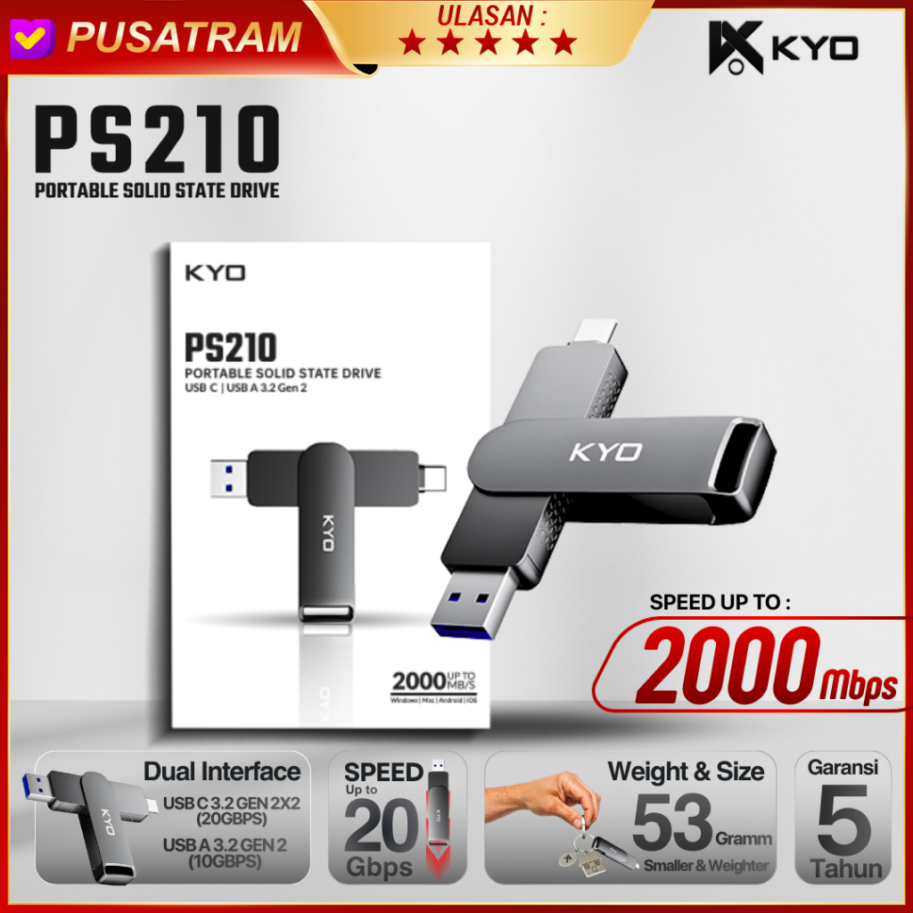 Jual KYO PS210 512GB Portable SSD 20Gbps USB 3.2 Gen 2 x2 TYPE C ...