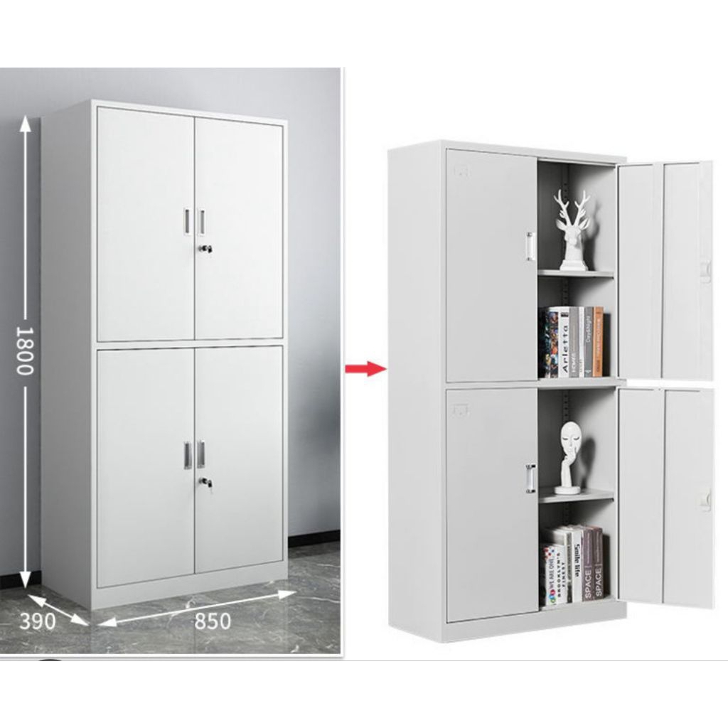 Jual Lemari besi 4 pintu/lemari arsip/kantor/sekolah/loker/rak buku ...