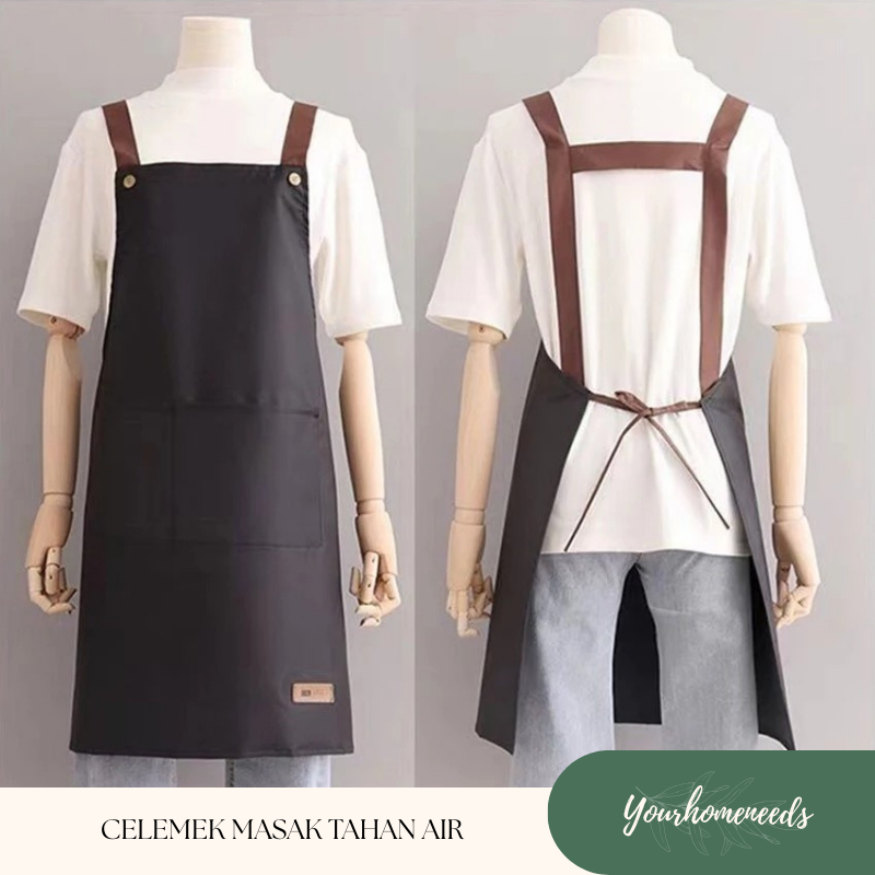 Jual YH APRON WATERPROOF CELEMEK MASAK DEWASA APRON MOTIF HELLO HITAM ...