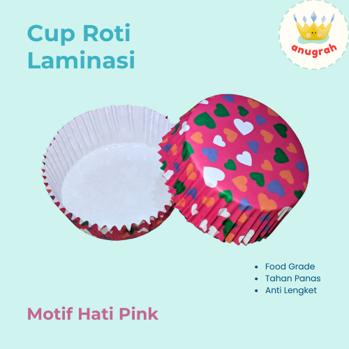 Jual Cup Roti Laminasi Bulat 8cm Motif Hati Pink Isi 100 pcs / 200 pcs ...