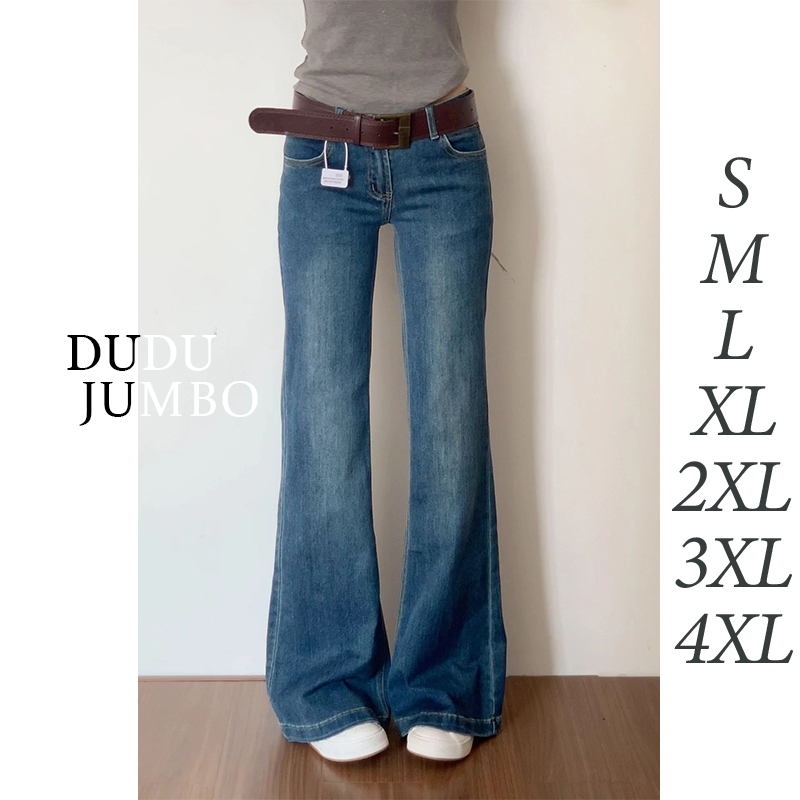 Jual DUDU Jeans Bigsize Celana jeans model low-rise flared untuk wanita ...