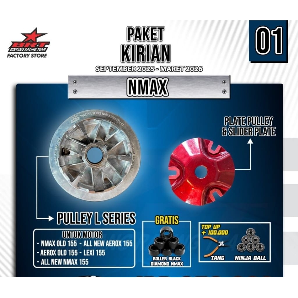 Jual SUPER PULLY BRT Yamaha NMAX Pulley Roller Racing N MAX OLD Puly ...