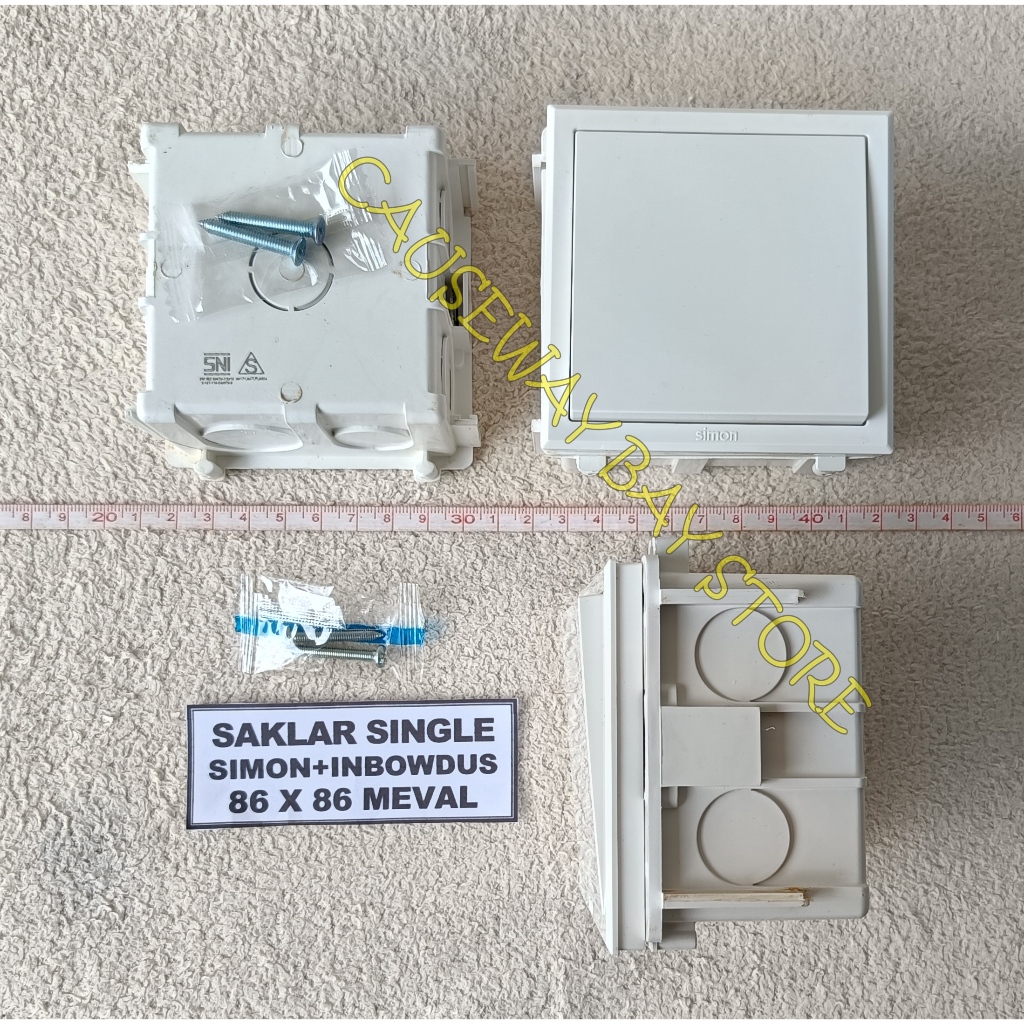 Jual SAKLAR SINGLE SIMON + INBOW DUS KOTAK PUTIH WUI-B26 MEVAL | Shopee ...