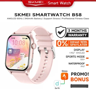 SKMEI Smartwatch B58 Jam Tangan Wanita 1.95inci Amoled 60Hz Touchscreen Dengan Flashlight IP67 Waterproof Bluetooth Call Sleep Monitor Fitness Tracker