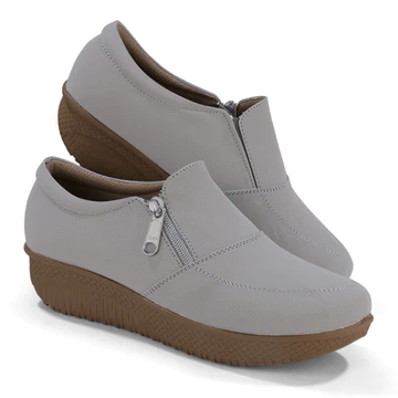 Sepatu Wanita Korean Style Dewasa Fashion Flat Shoes Empuk Tebal Resleting Sintetis Hitam