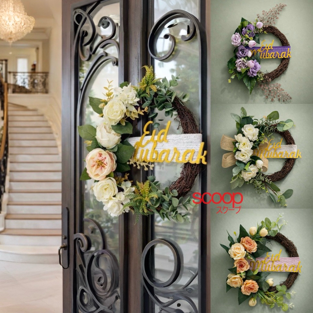 Scoop Dekorasi Lebaran / Ramadhan Wreath Bunga Eid Mubarak 65350501