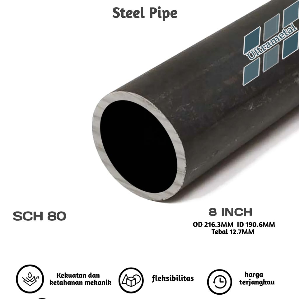 Jual PIPA BESI SCH 80 8 INCH | PIPA BESI SEAMLESS PER 1CM | Shopee ...