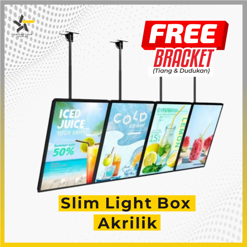Jual SLIM LIGHT BOX AKRILIK Cafe Menuboard Bracket | Hanging Lightbox ...