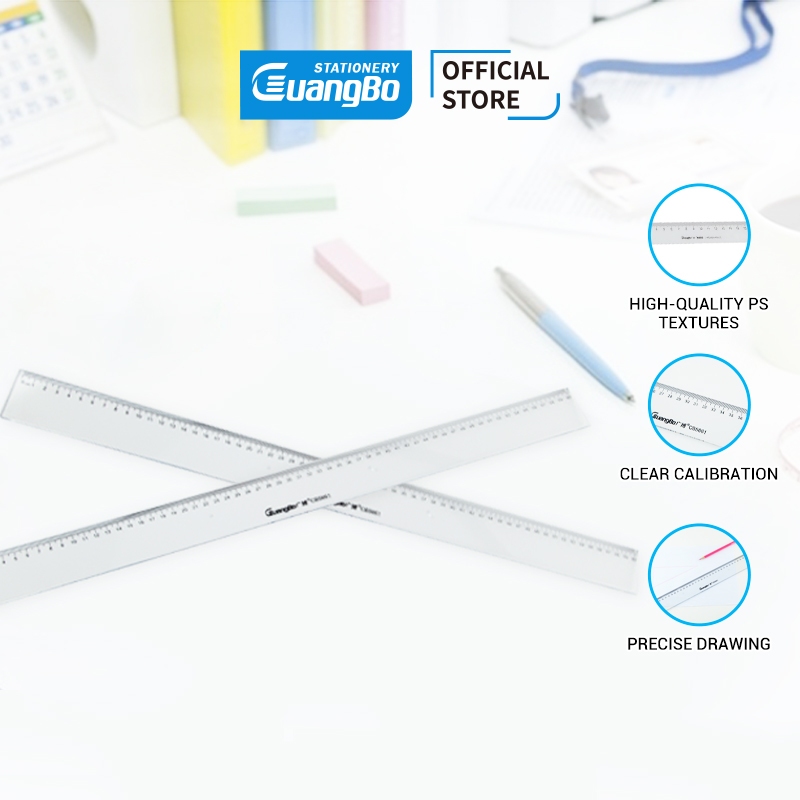 Jual Guangbo School Ruler Penggaris 20 \60cm Transparan Keperluan ...