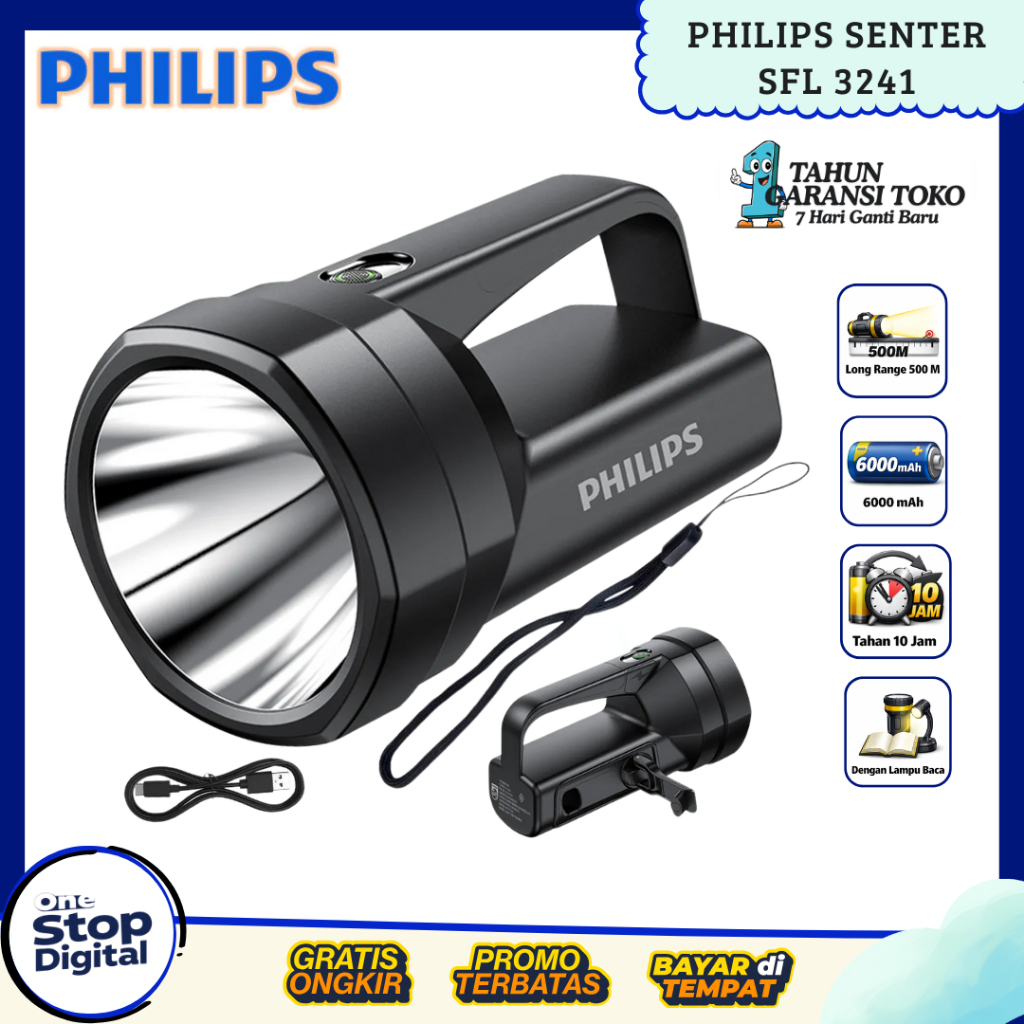 Jual Philips SFL3241 / SFL3121 Senter Jumbo LED Terang 450 Lumens Lampu ...