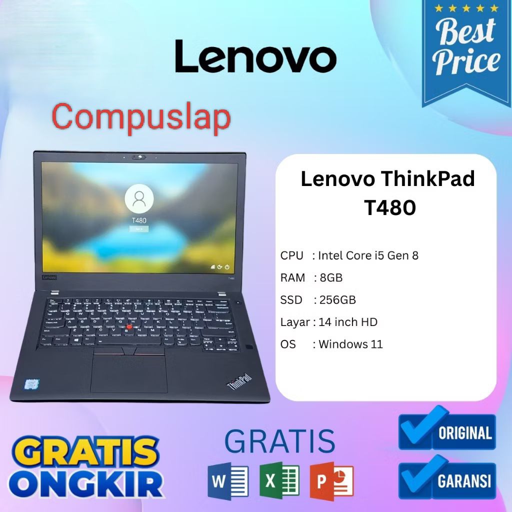 Jual Laptop Lenovo ThinkPad Original T480 i5 Gen 8, Intel Core i5 Gen 8 ...