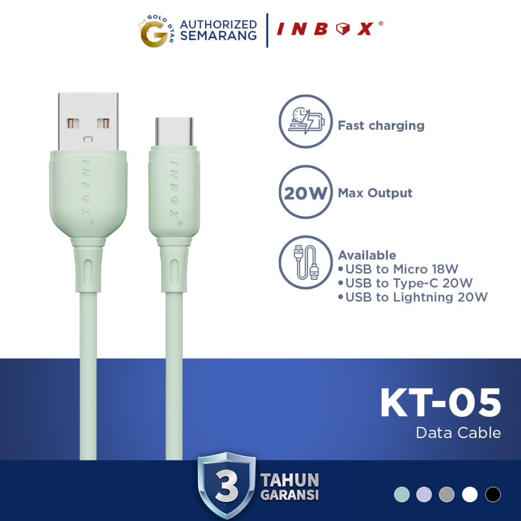 Jual Inbox Kabel Charger KT-05 2.4A Micro, Type-c , Lightning Fast ...