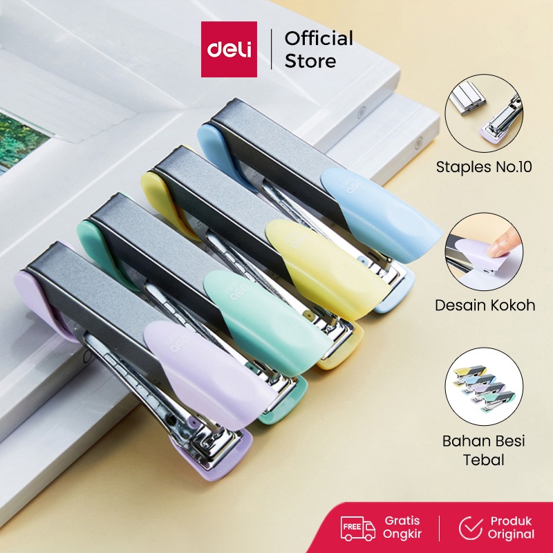 Jual Deli Metal Stapler Staples Besi Hitam Kokoh 15 Lembar #10 E0260C ...