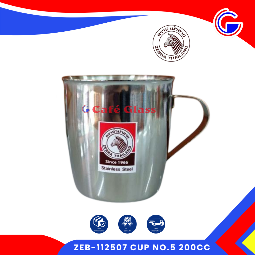 Gelas Gagang Stainless - Mug Stainless Tebal 200Cc - Zeb-112507 Cup No.5 Zebra Thailand