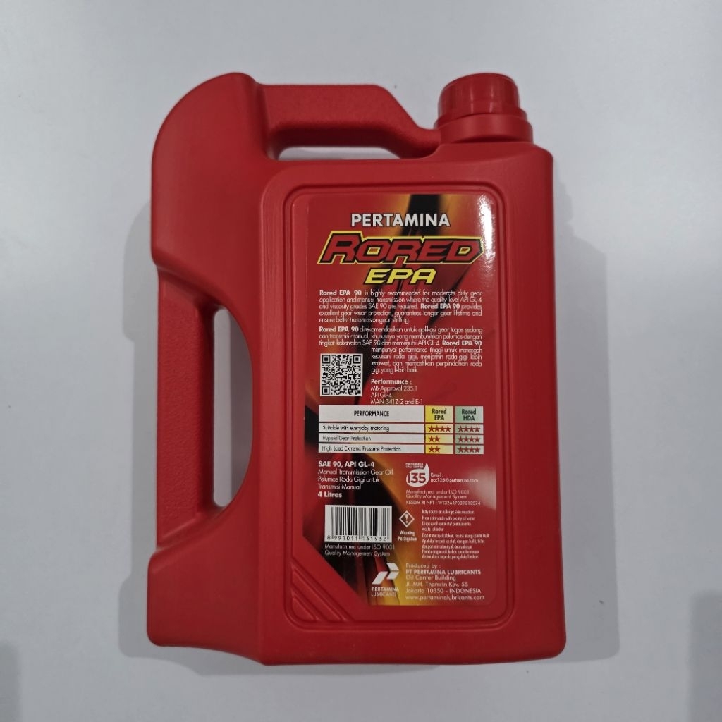 Jual OLI RORED EPA 90 4 LITER PERTAMINA OLI TRANSMISI POSNELENG GL-4 ...