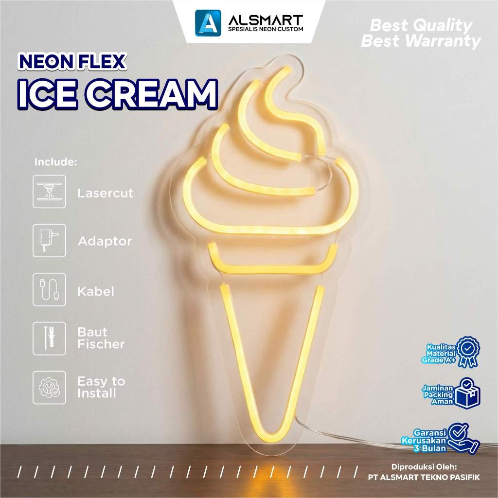 Jual Lampu Neon Flex Ice Cream LED Sign Board Cafe Dessert Shop ...