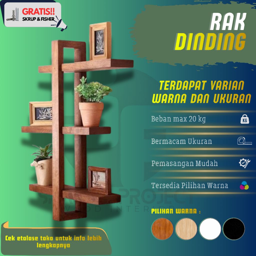 Jual rak dinding kayu rak pajangan minimalis rak estetik | Shopee Indonesia