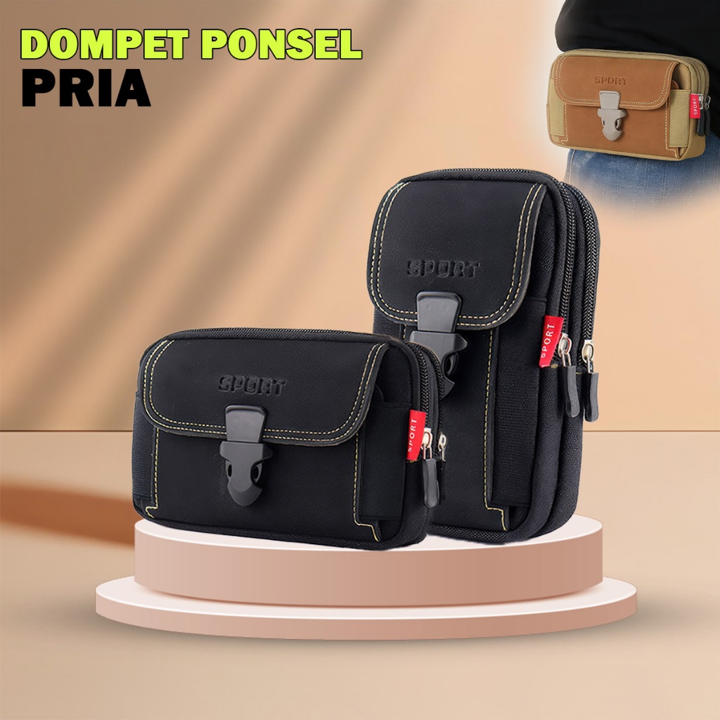 Jual Tas Handphone Mini Pria Bahan Kulit Dan Polyester Simple Dompet ...