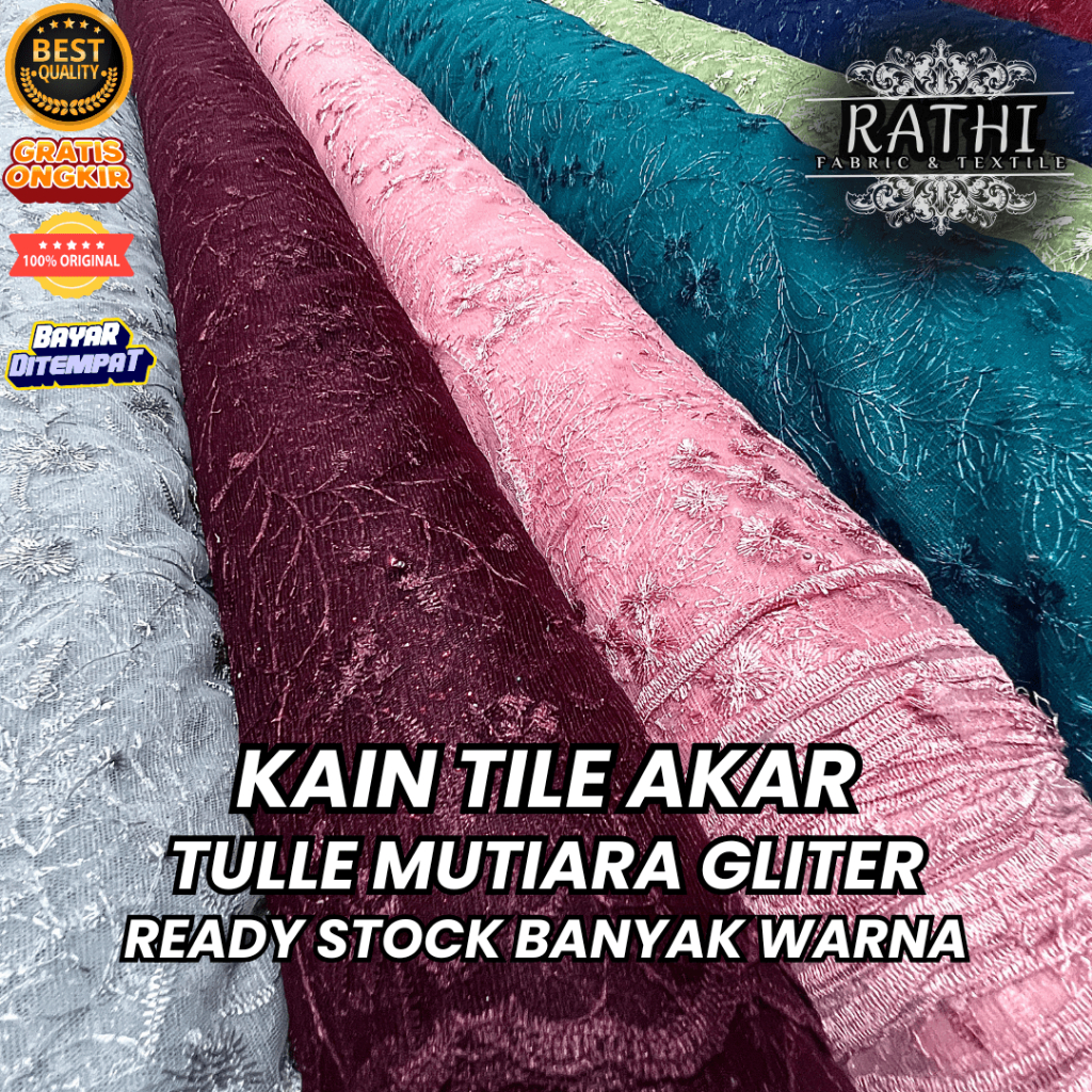 Jual Kain Tile Akar Mutiara Gliter Premium Meteran – Bahan Kebaya ...