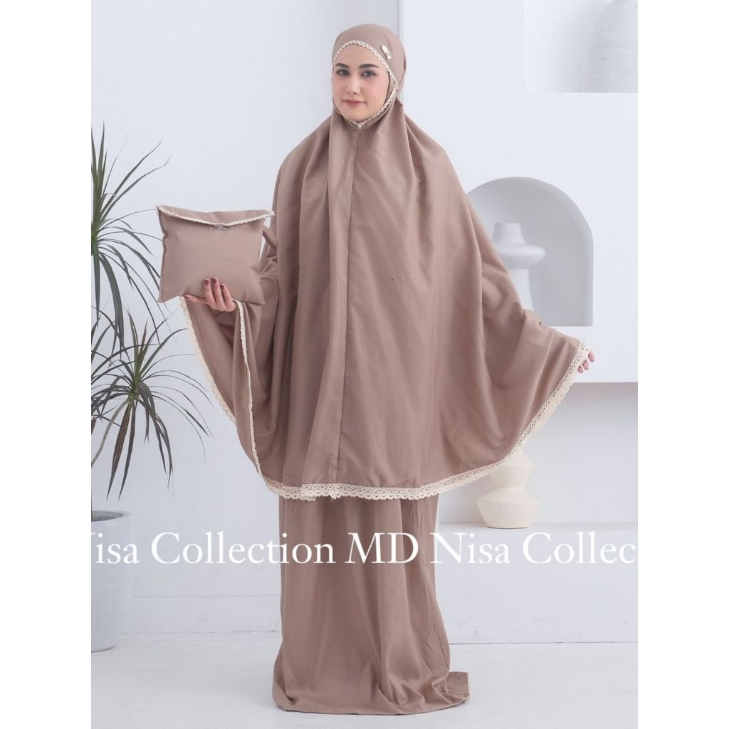 Mukena MIKRO POLOS Dewasa Renda Kecil Free Tas
